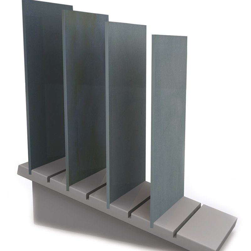 Base con pie en Melamina plata , 8 ranuras